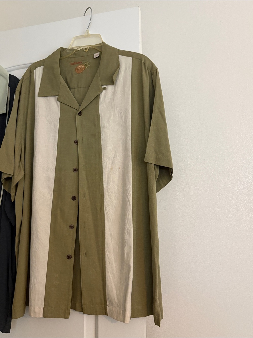 Caribbean Olive and Cream Pineapple Collar Shirt
